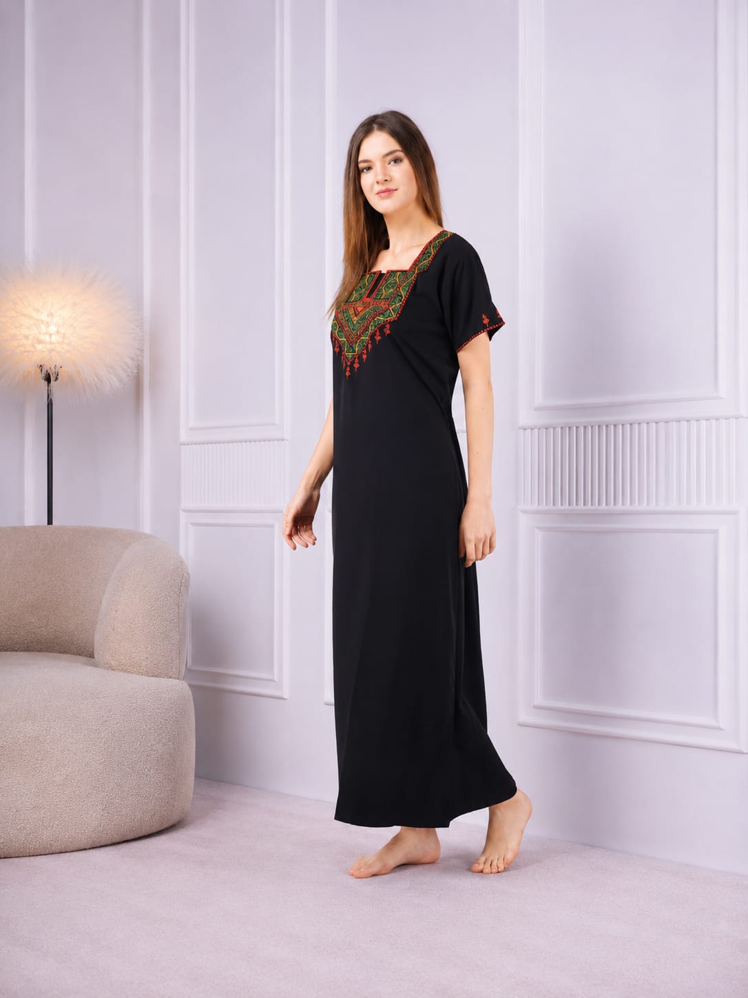Resham Embroidery Night Gown