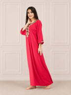 Flowerline Contrast Full Sleeve Night Gown