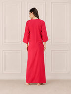 Flowerline Contrast Full Sleeve Night Gown