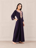 Flowerline Contrast Full Sleeve Night Gown