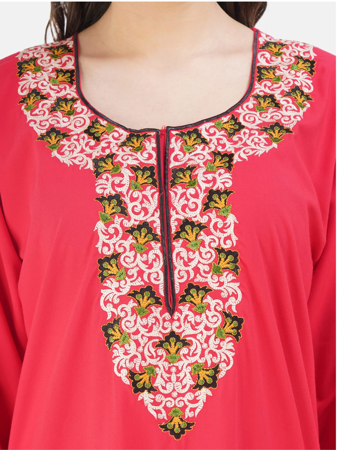 Flowerline Contrast Full Sleeve Night Gown
