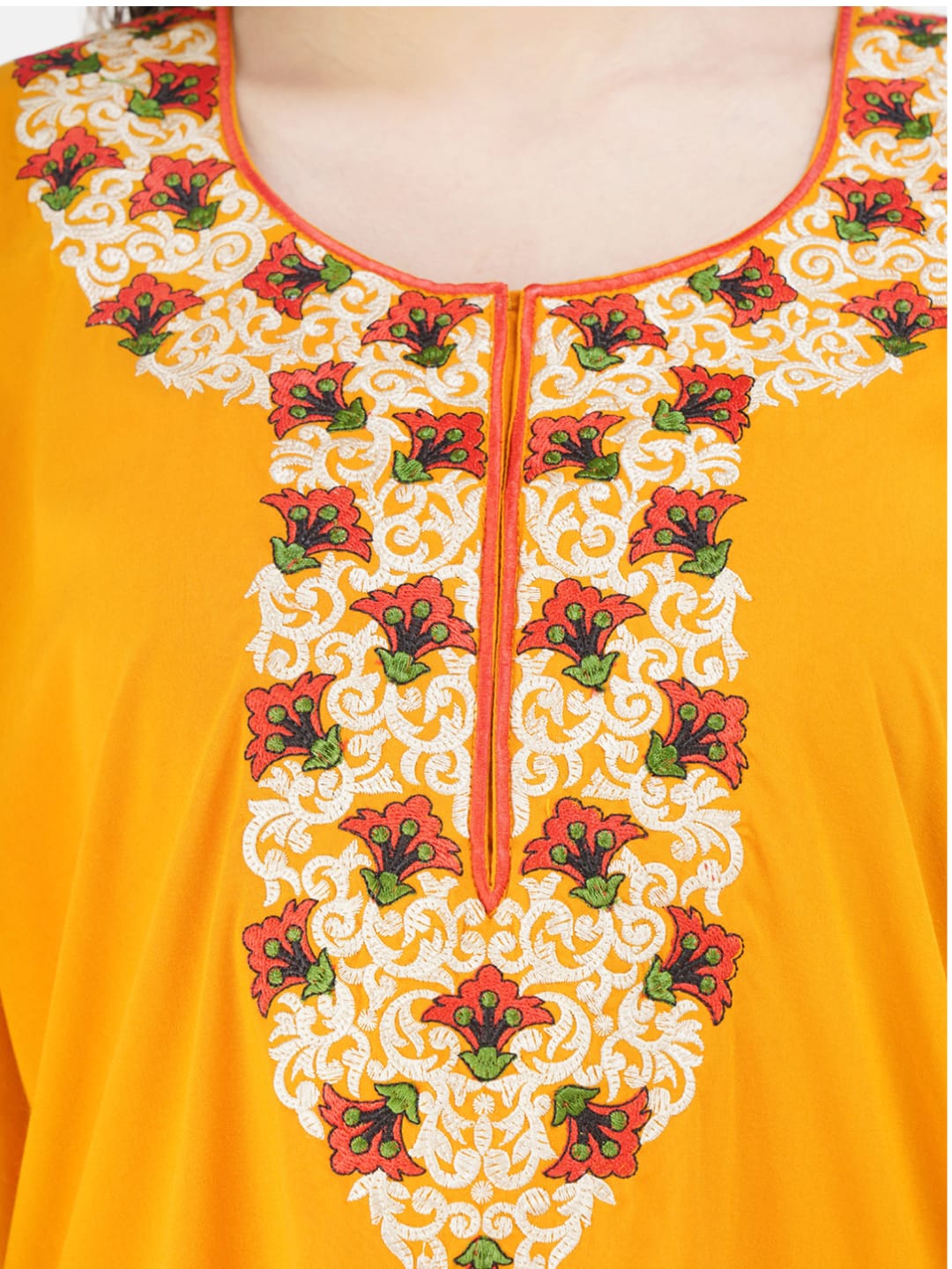 Flowerline Contrast Full Sleeve Night Gown