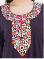 Flowerline Contrast Full Sleeve Night Gown