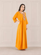 Flowerline Contrast Full Sleeve Night Gown