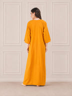 Flowerline Contrast Full Sleeve Night Gown