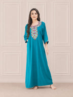 Flowerline Contrast Full Sleeve Night Gown