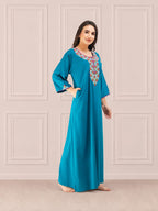 Flowerline Contrast Full Sleeve Night Gown