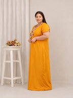 Flowerline Contrast Embroidered Nightgown