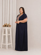 Flowerline Contrast Embroidered Nightgown