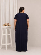 Flowerline Contrast Embroidered Nightgown