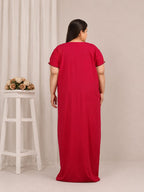 Flowerline Contrast Embroidered Nightgown