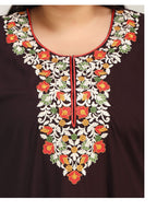 Flowerline Contrast Embroidered Nightgown