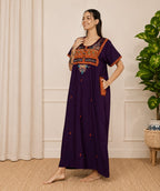 KOI SLEEPWEAR SQR neck bhopali embroidered gown