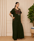 KOI SLEEPWEAR SQR neck bhopali embroidered gown