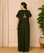 KOI SLEEPWEAR SQR neck bhopali embroidered gown