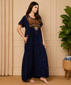 KOI SLEEPWEAR SQR neck bhopali embroidered gown
