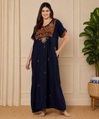 KOI SLEEPWEAR SQR neck bhopali embroidered gown