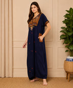 KOI SLEEPWEAR SQR neck bhopali embroidered gown