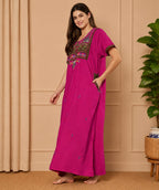 KOI SLEEPWEAR SQR neck bhopali embroidered gown