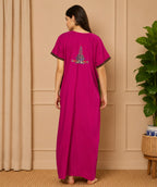 KOI SLEEPWEAR SQR neck bhopali embroidered gown