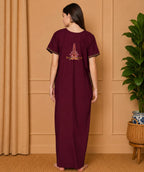 KOI SLEEPWEAR SQR neck bhopali embroidered gown