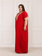 Abhlaline contrast Embroidered Nightgown