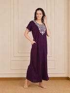 White Floral Embroidered Nightgown
