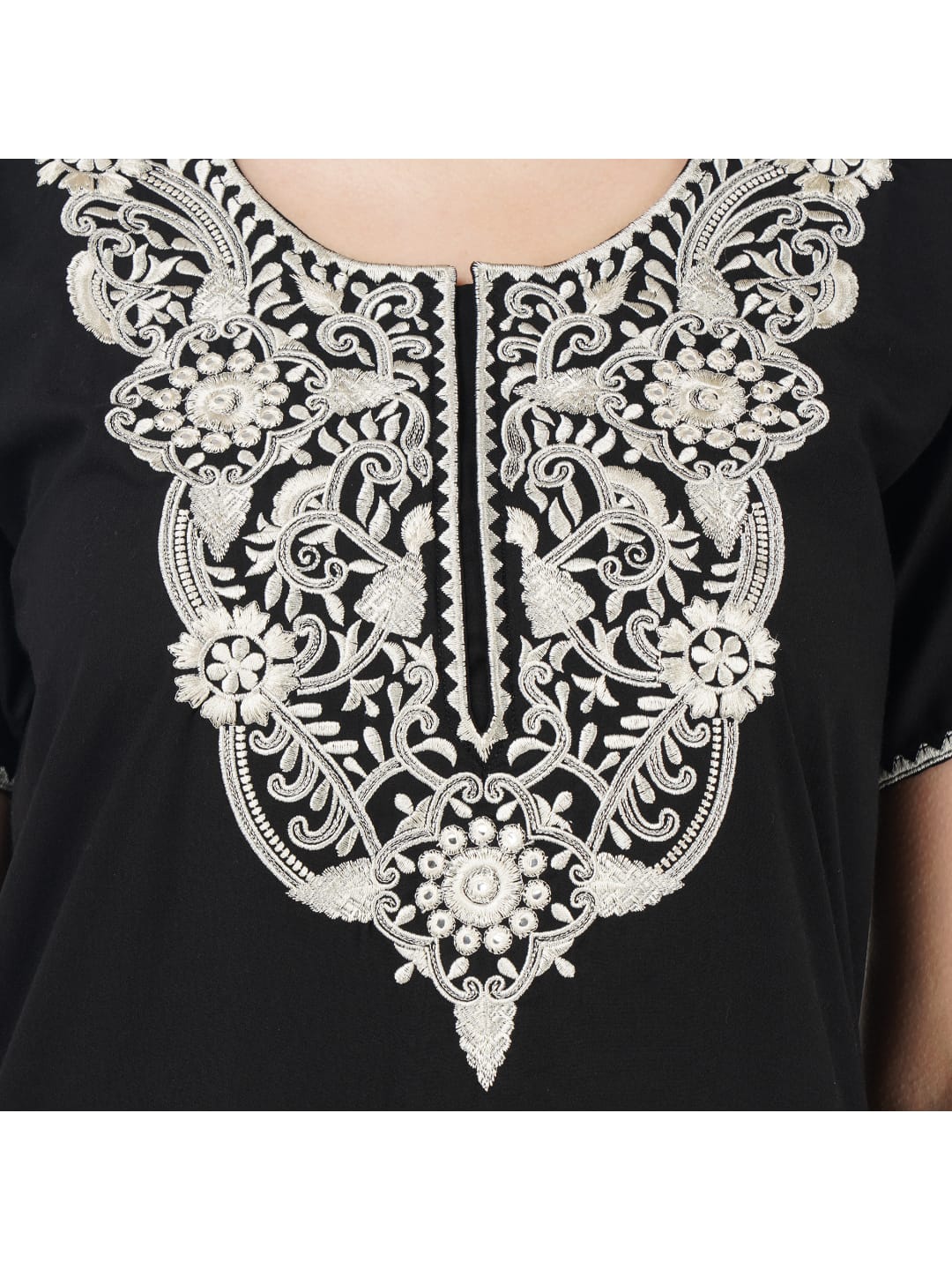 White Floral Embroidered Nightgown