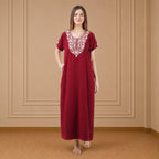 White Floral Embroidered Nightgown