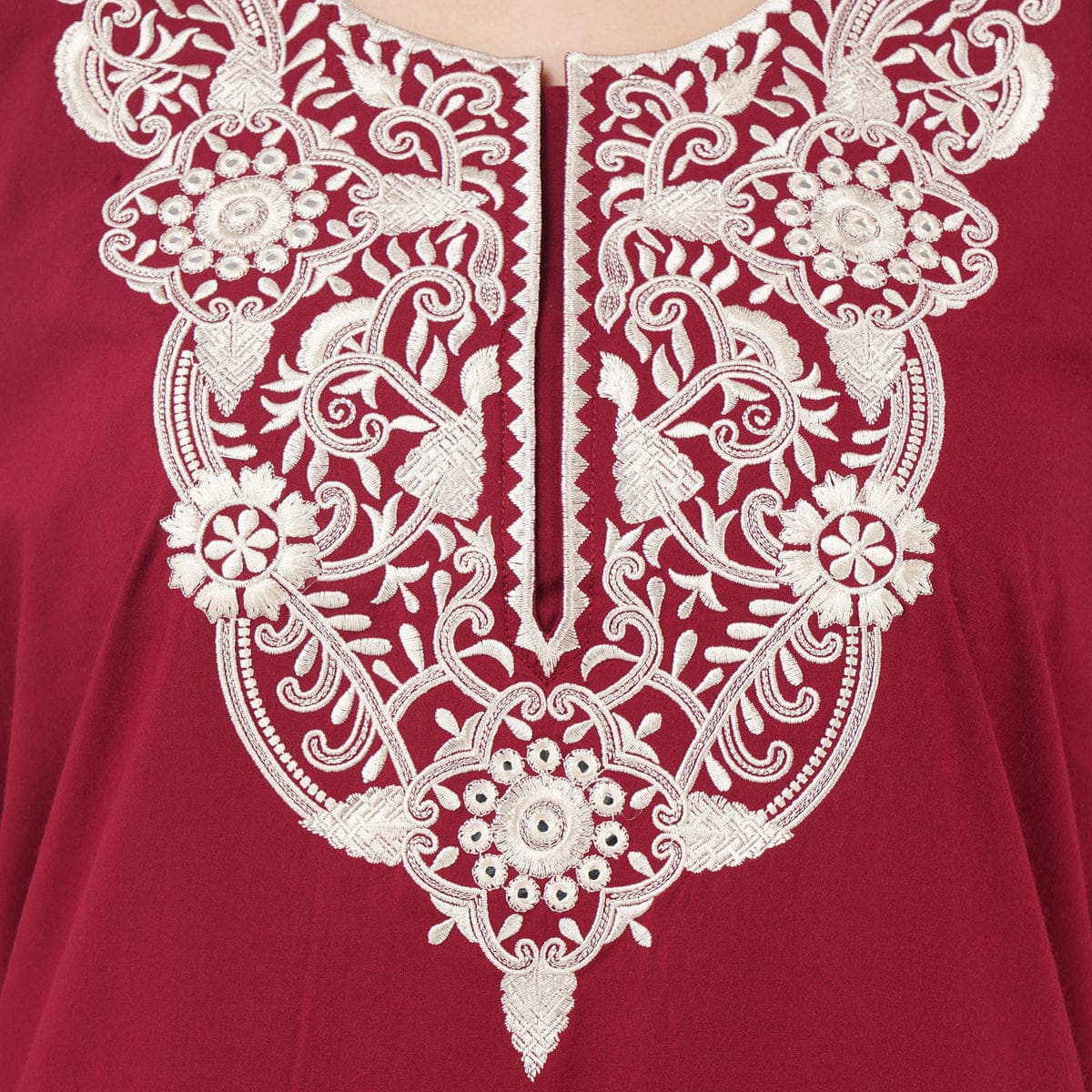 White Floral Embroidered Nightgown