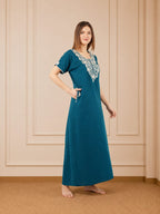 White Floral Embroidered Nightgown