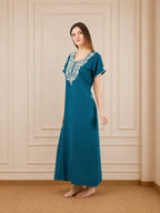 White Floral Embroidered Nightgown