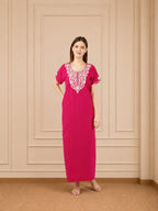 White Floral Embroidered Nightgown