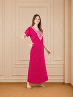 White Floral Embroidered Nightgown