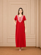 White Floral Embroidered Nightgown