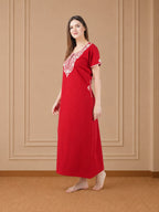 White Floral Embroidered Nightgown