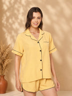 KOI-SOLID TEXTURE-SHORTS-MUSTARD-NIGHTS