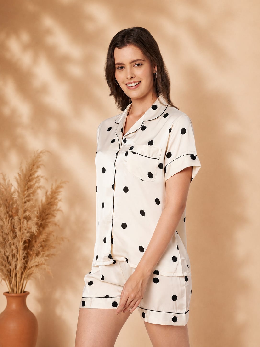 KOI-POLKADOT-SATIN-SHORTS-NIGHT SUIT