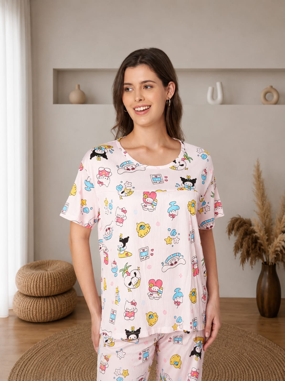 KOI-3D TEXTURE-PINK-FULL-PAJAMASET