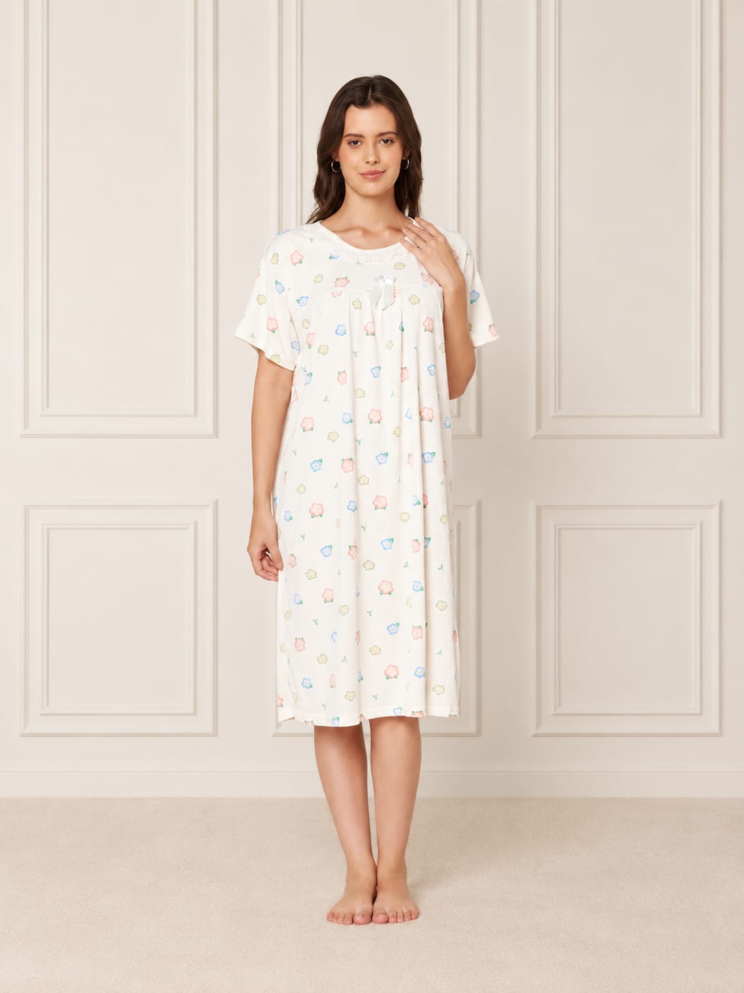 KOI-Cream Pastel -Floral Nighty