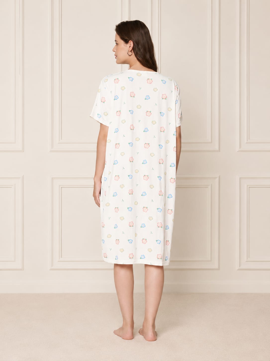 KOI-Cream Pastel -Floral Nighty
