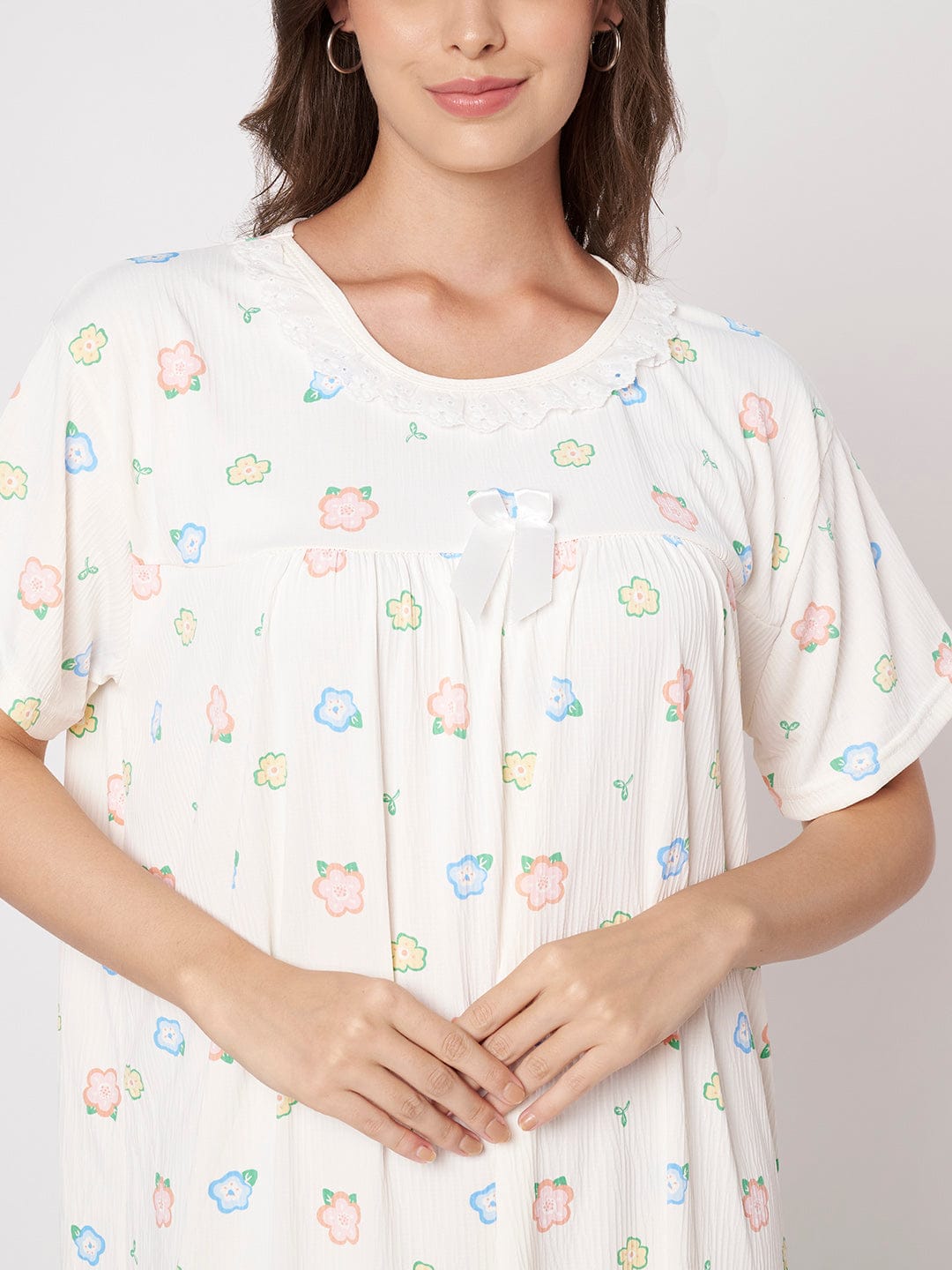 KOI-Cream Pastel -Floral Nighty