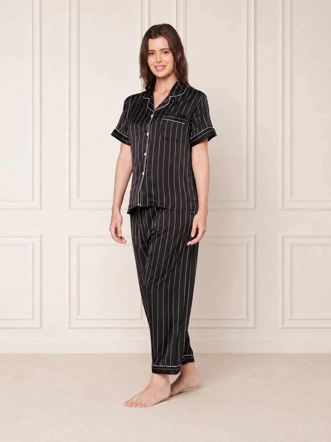 KOI-STRAPPY BLACK-SATIN-PAJAMASET