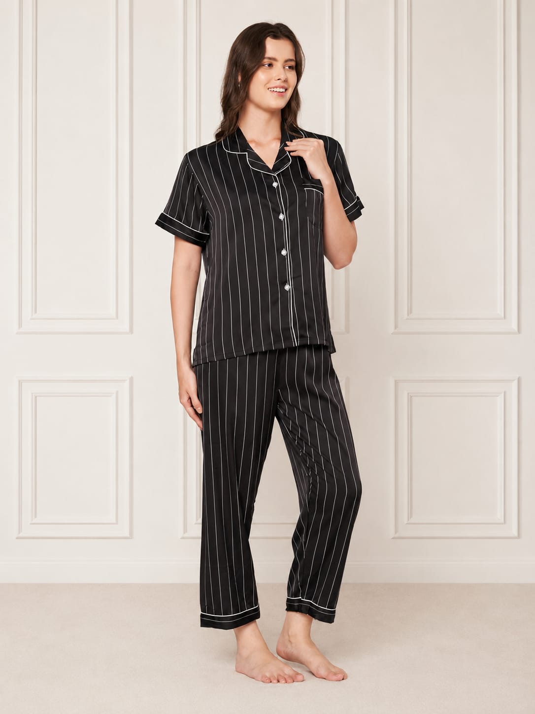 KOI-STRAPPY BLACK-SATIN-PAJAMASET