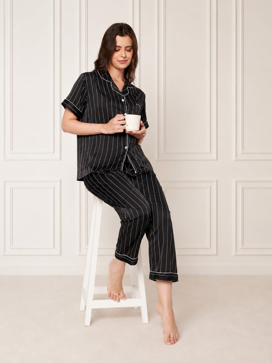 KOI-STRAPPY BLACK-SATIN-PAJAMASET