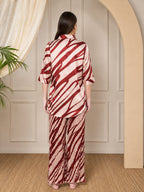 KOI SLEEPWEAR Zebra Print Satin Pleated Coord Set