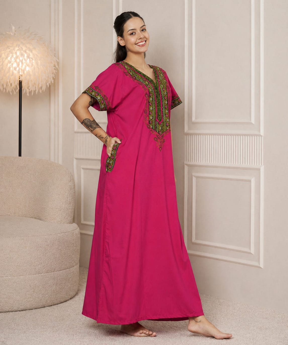 KOI SLEEPWEAR Bhopali embroidered gown