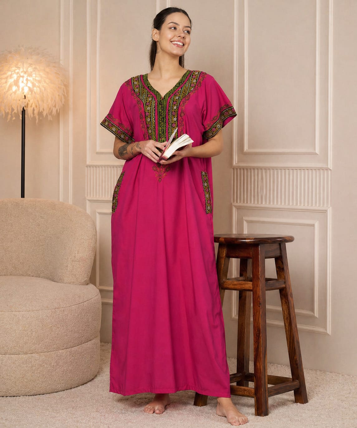KOI SLEEPWEAR Bhopali embroidered gown