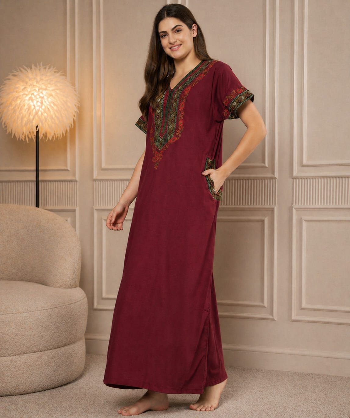 KOI SLEEPWEAR Bopali embroidered gown