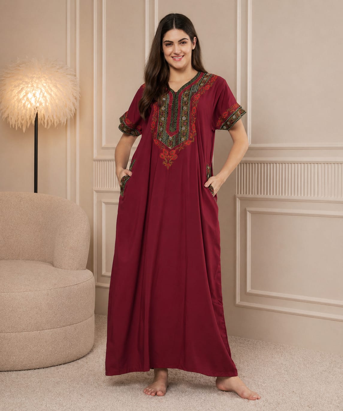KOI SLEEPWEAR Bhopali embroidered gown